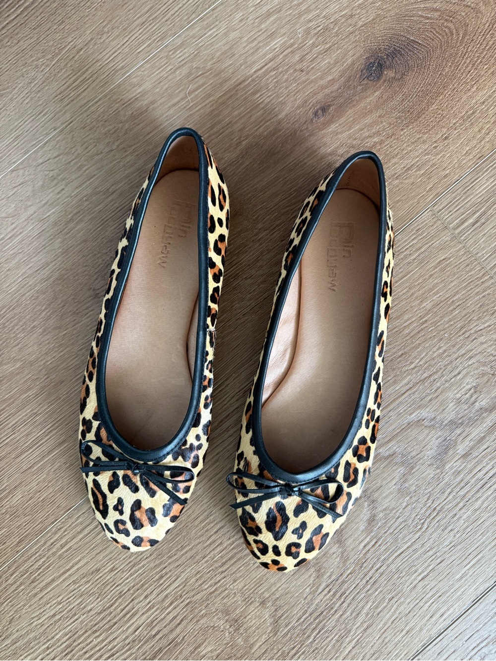 Leopard Print Ballet Flats with Black Trim